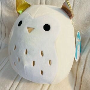 Squishmallows Vee Plush Owl in Cream & Gold Accents